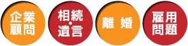 相続・遺言、離婚、雇用問題、企業顧問